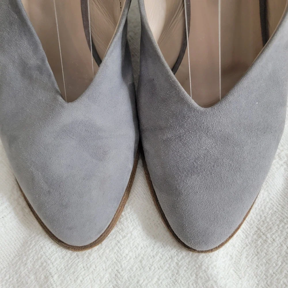 COS Gray Suede Slingback Block Heel Pumps Portugal EUR 37 US 7 Minimalist